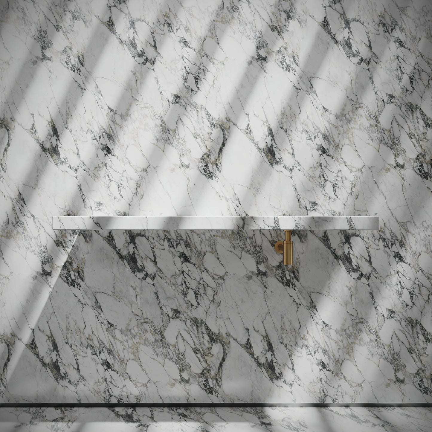 Levitare Arabescato Marble Ultra Thin Wall Mounted Basin 1200mm (Offset Waste)
