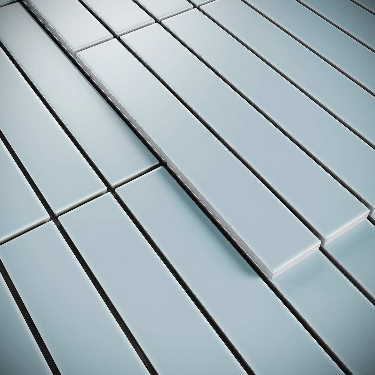 Baton Mosaic Delicate Blue Matte Porcelain Mosaic Tile Sample