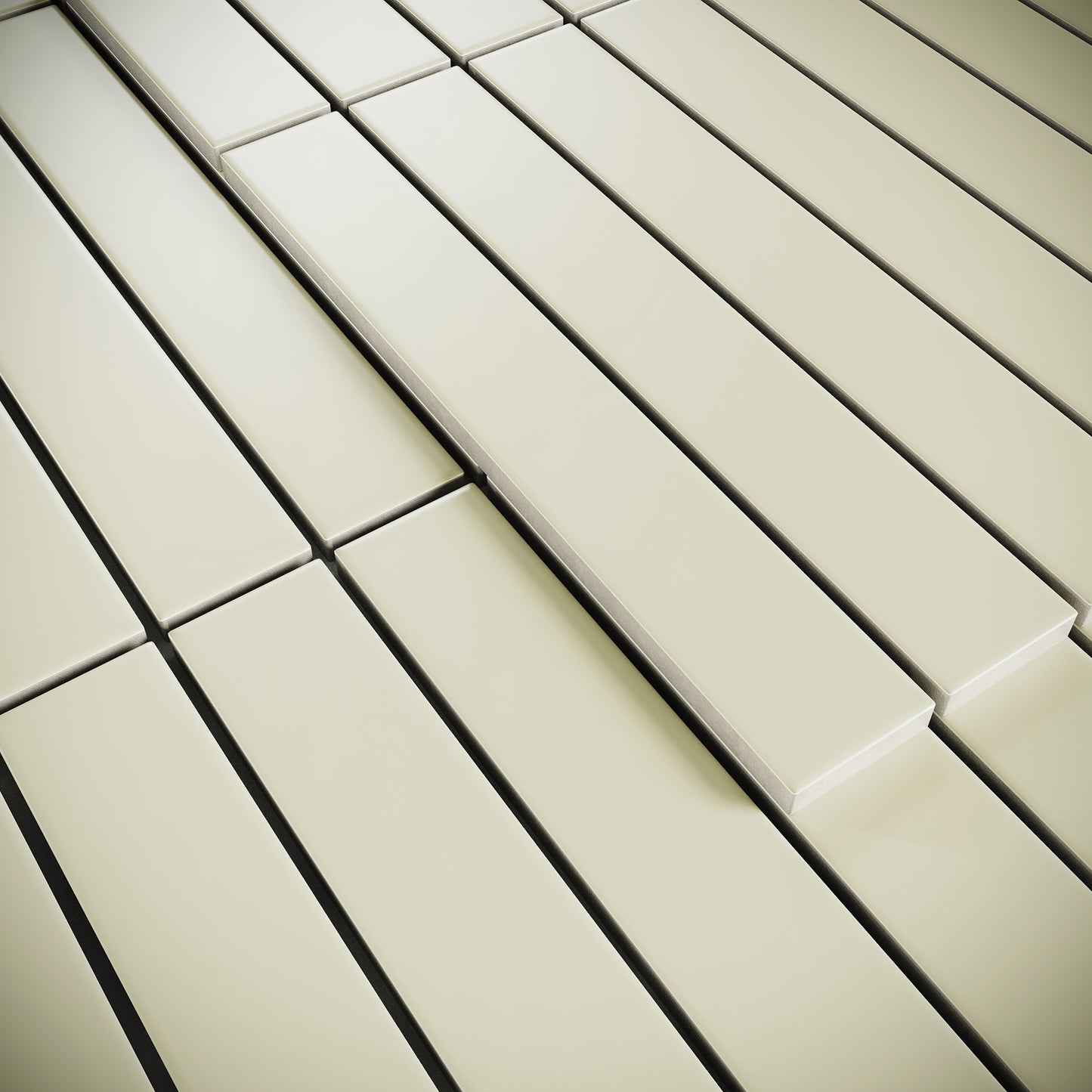 Baton Mosaic Soft Ivory Matte Porcelain Mosaic Tile Sample