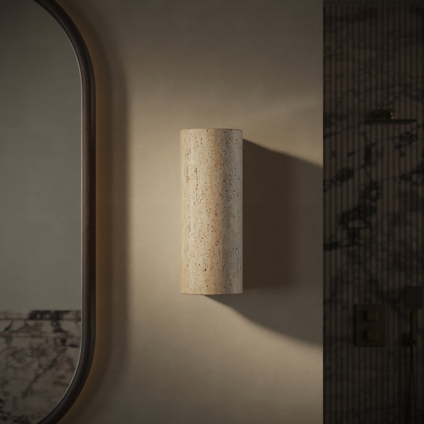 Calabria Travertine IP65 Round Wall Sconce Light 290mm
