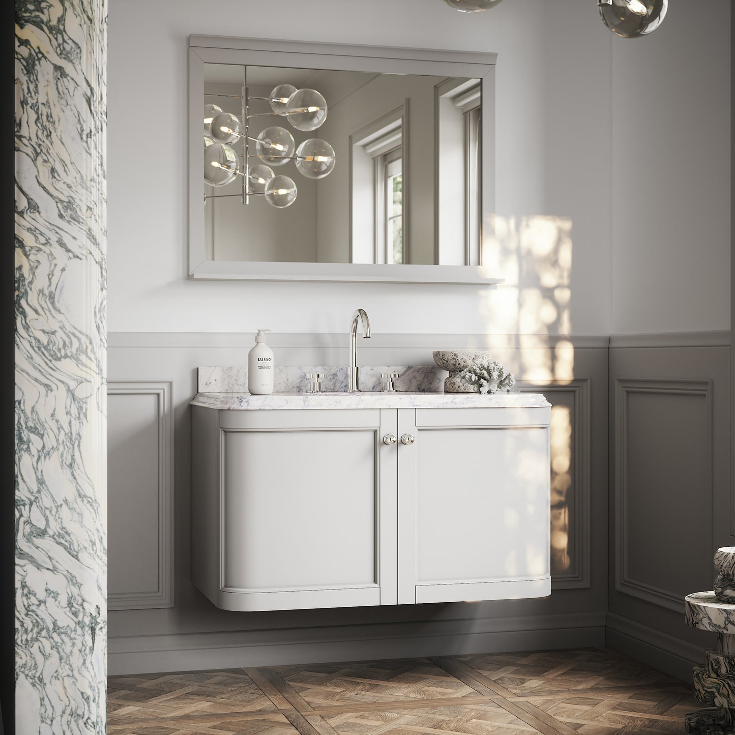 Charsley Matte Stone Carrara Marble Wall Mounted Vanity Unit 1000mm