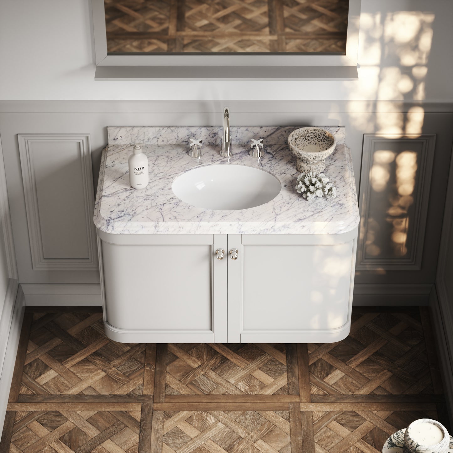 Charsley Matte Stone Carrara Marble Wall Mounted Vanity Unit 1000mm