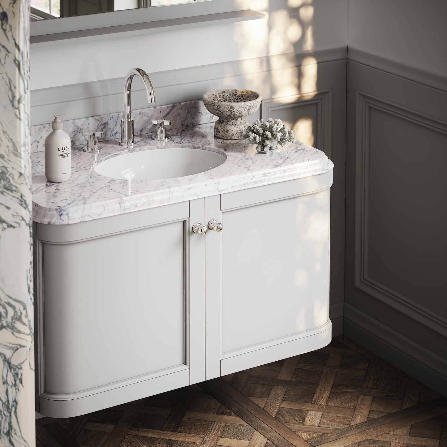 Charsley Matte Stone Carrara Marble Wall Mounted Vanity Unit 1000mm