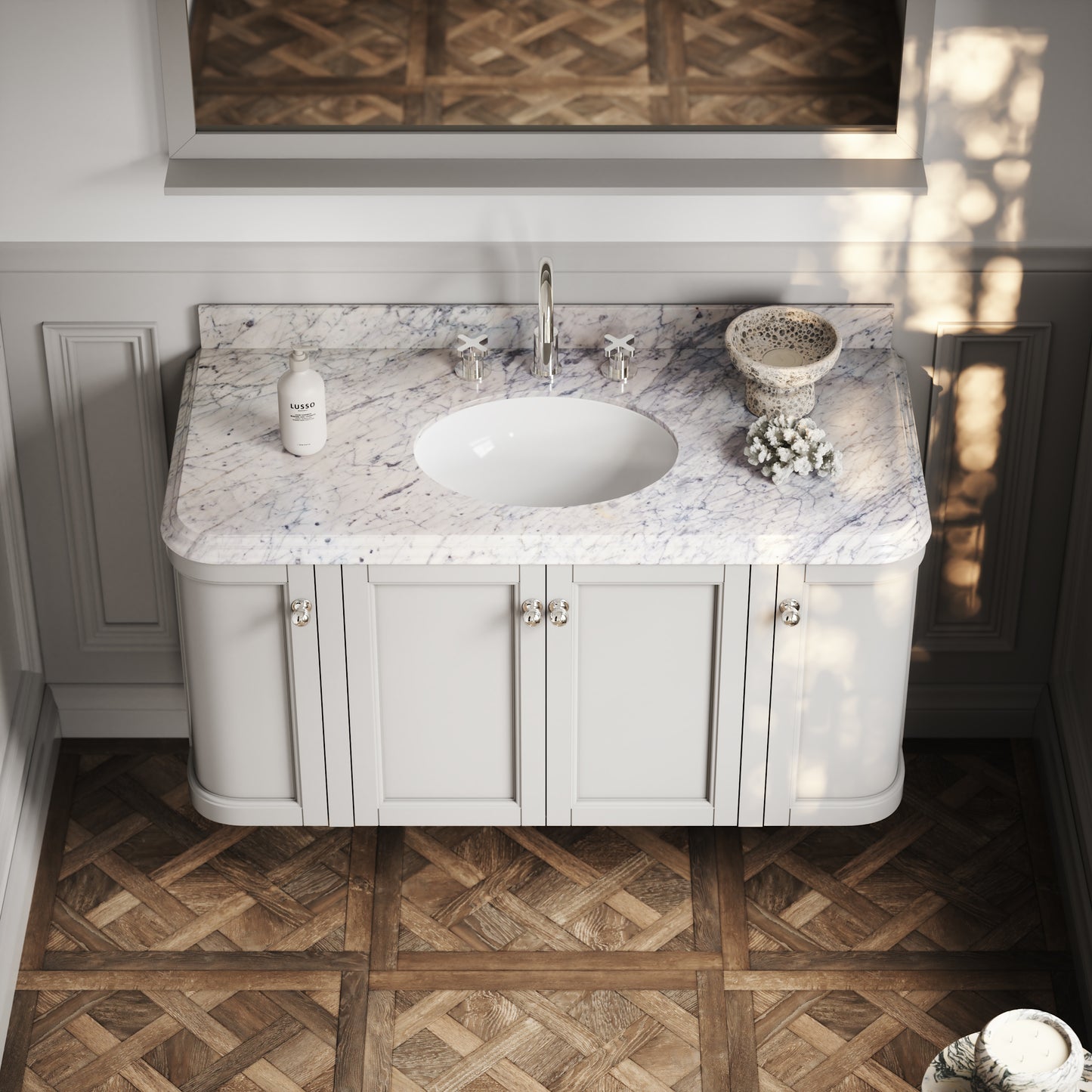 Charsley Matte Stone Carrara Marble Wall Mounted Vanity Unit 1200mm