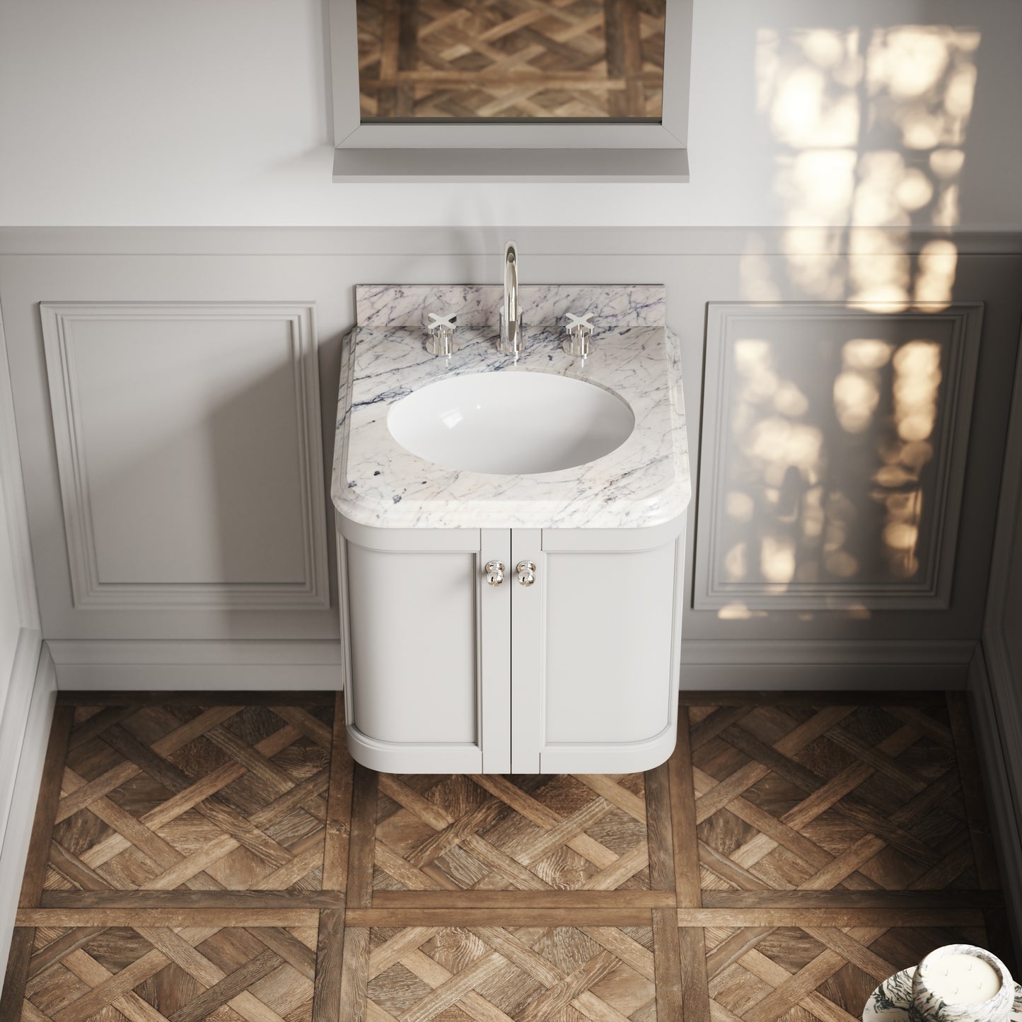 Charsley Matte Stone Carrara Marble Wall Mounted Vanity Unit 600mm