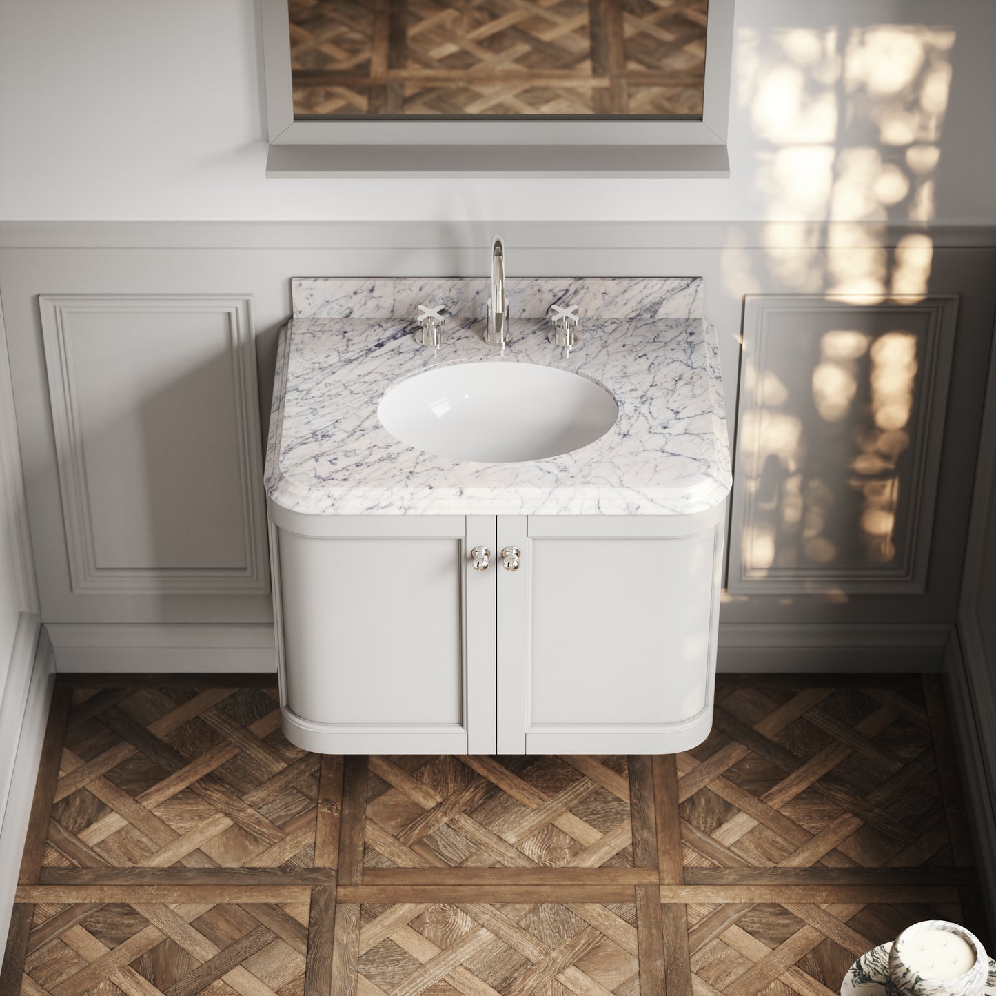 Charsley Matte Stone Carrara Marble Wall Mounted Vanity Unit 800mm