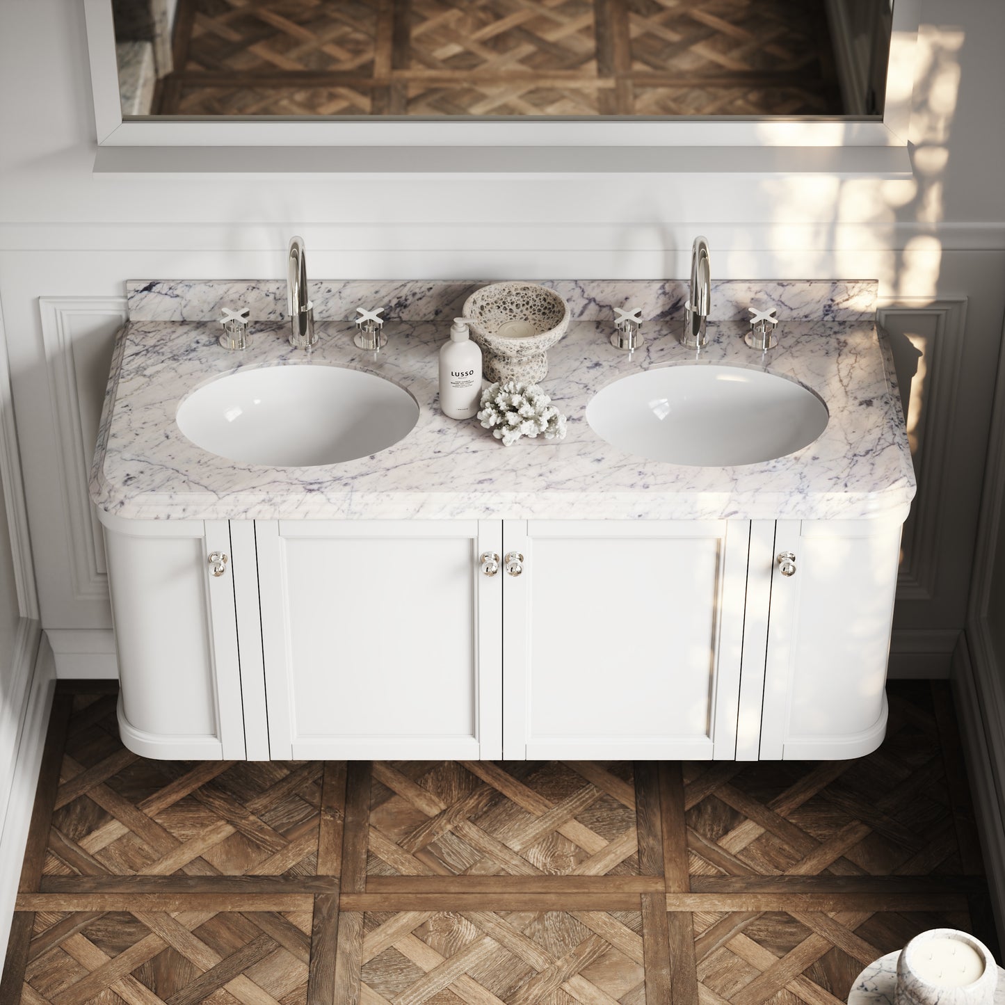 Charsley Carrara Marble Wall Mounted Vanity Unit (Primed White) 1400mm