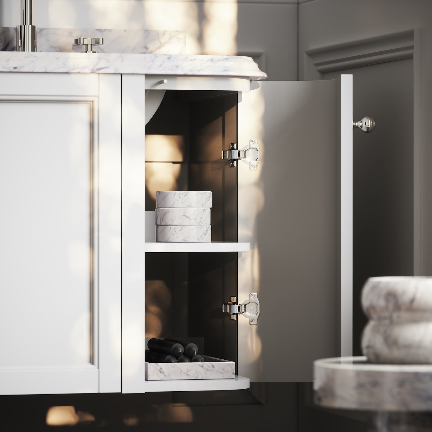 Charsley Carrara Marble Wall Mounted Vanity Unit (Primed White) 1400mm