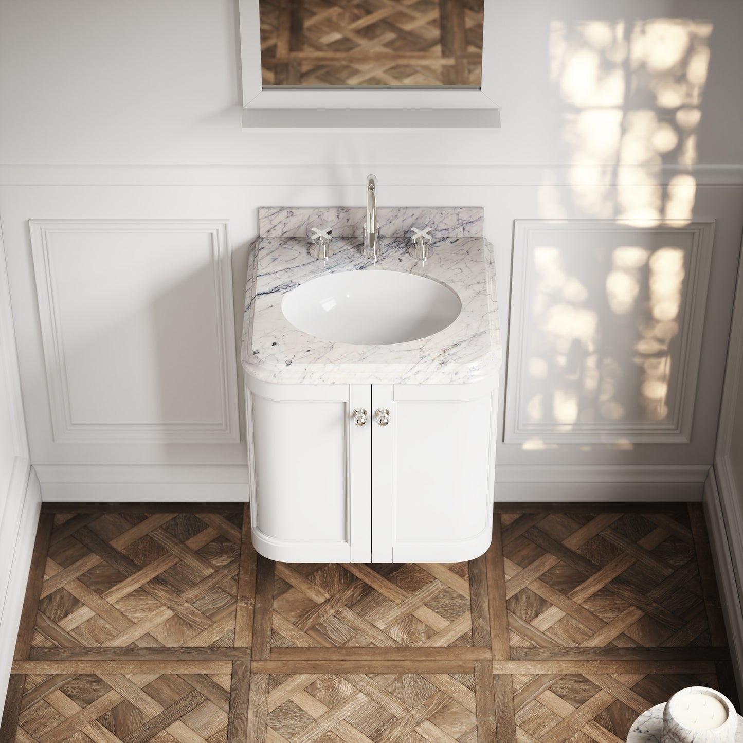 Charsley Carrara Marble Wall Mounted Vanity Unit (Primed White) 600mm