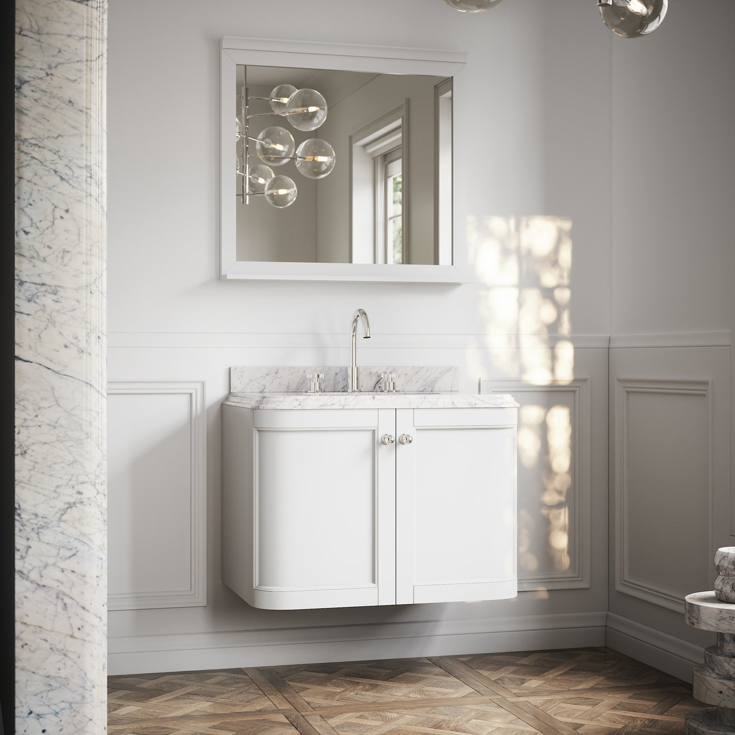 Charsley Carrara Marble Wall Mounted Vanity Unit (Primed White) 800mm