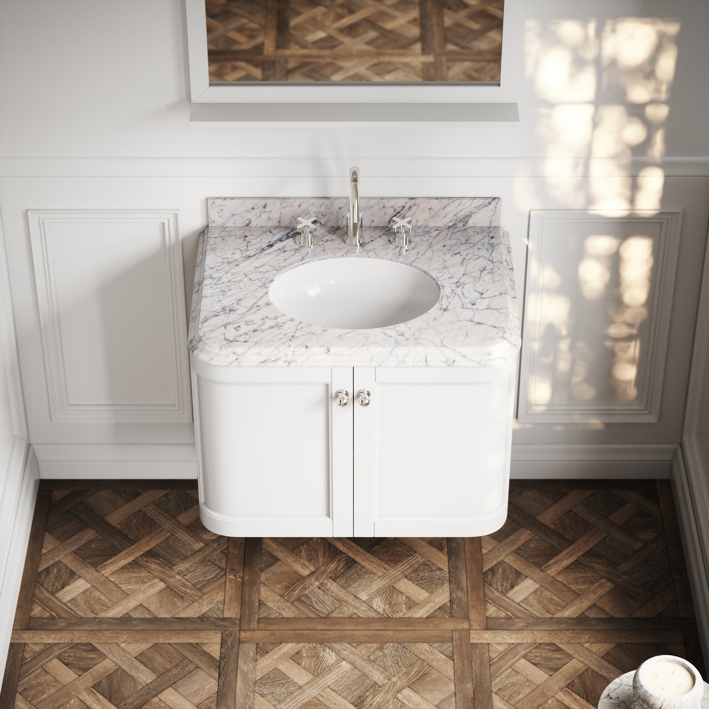 Charsley Carrara Marble Wall Mounted Vanity Unit (Primed White) 800mm