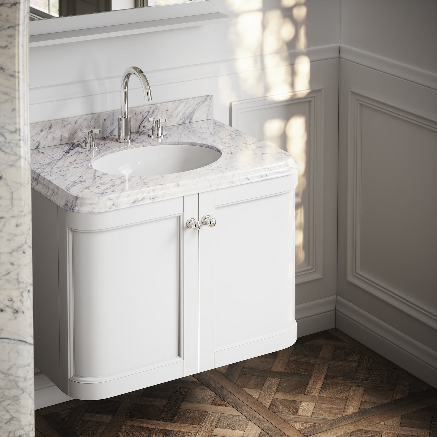 Charsley Carrara Marble Wall Mounted Vanity Unit (Primed White) 800mm