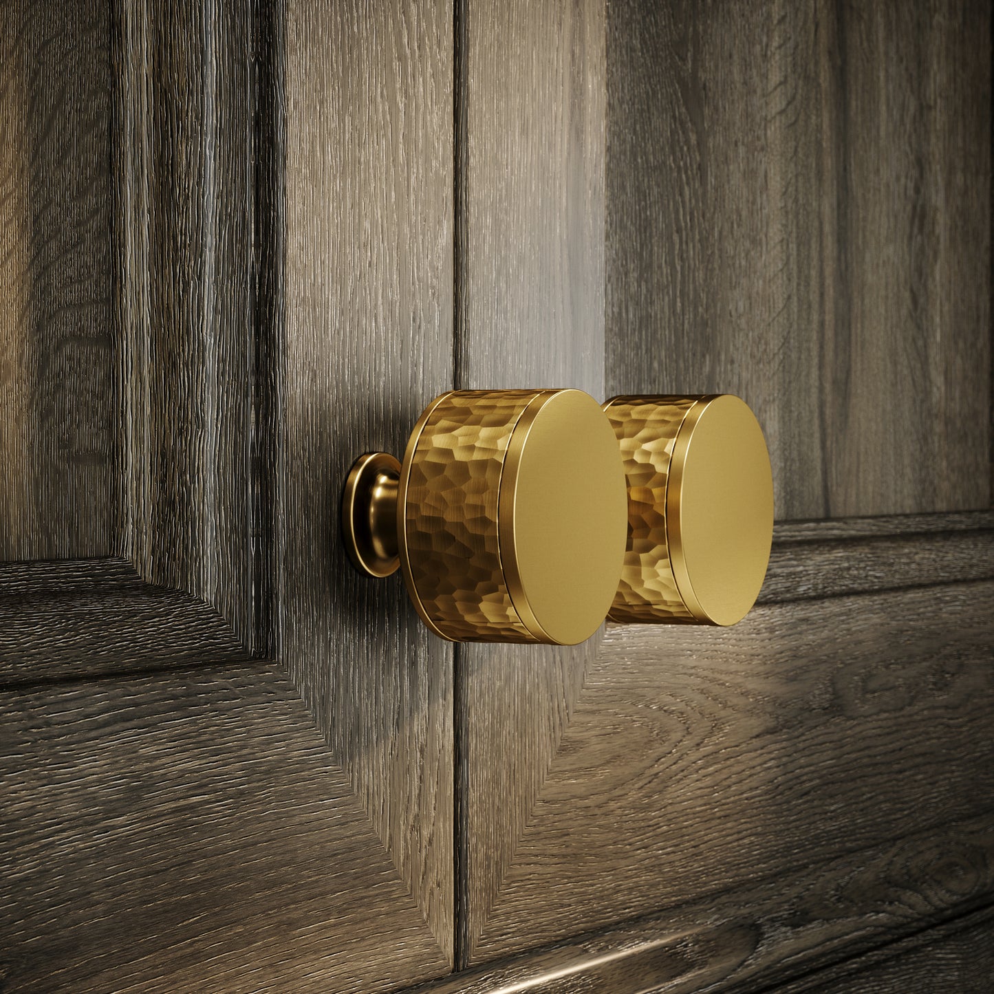 Chester Brushed Gold Hammered Cabinet Door Knob