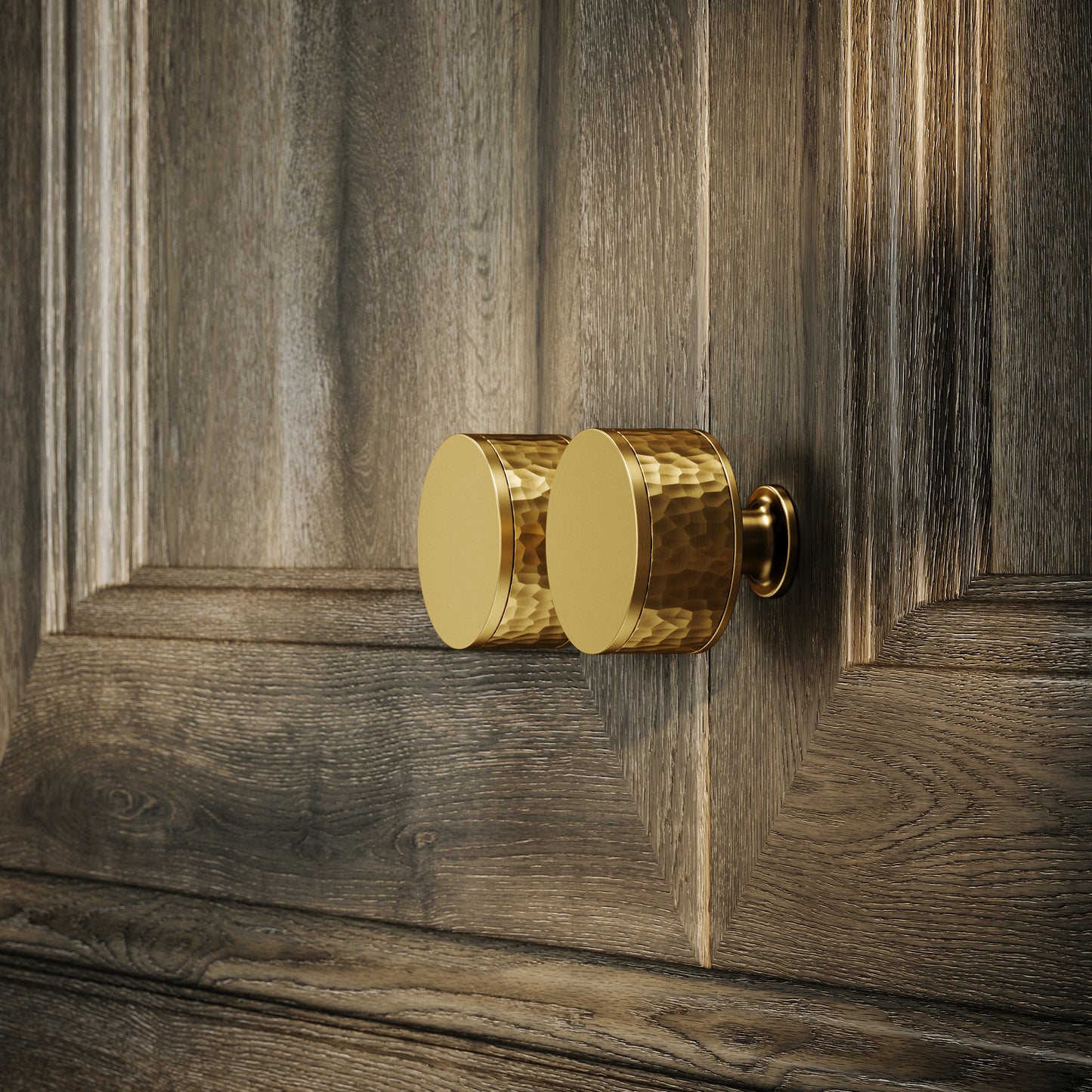 Chester Brushed Gold Hammered Cabinet Door Knob