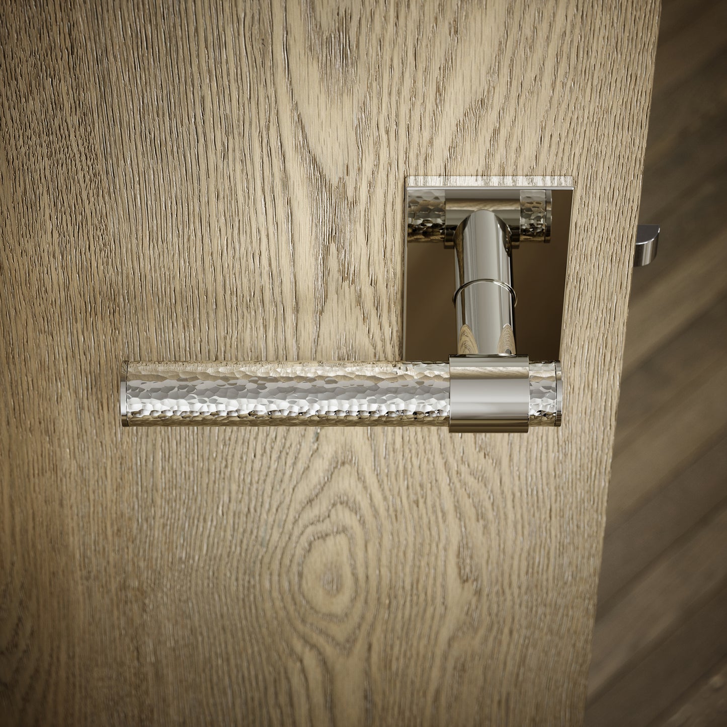 Chester Plate Polished Nickel Hammered Lever Door Handles