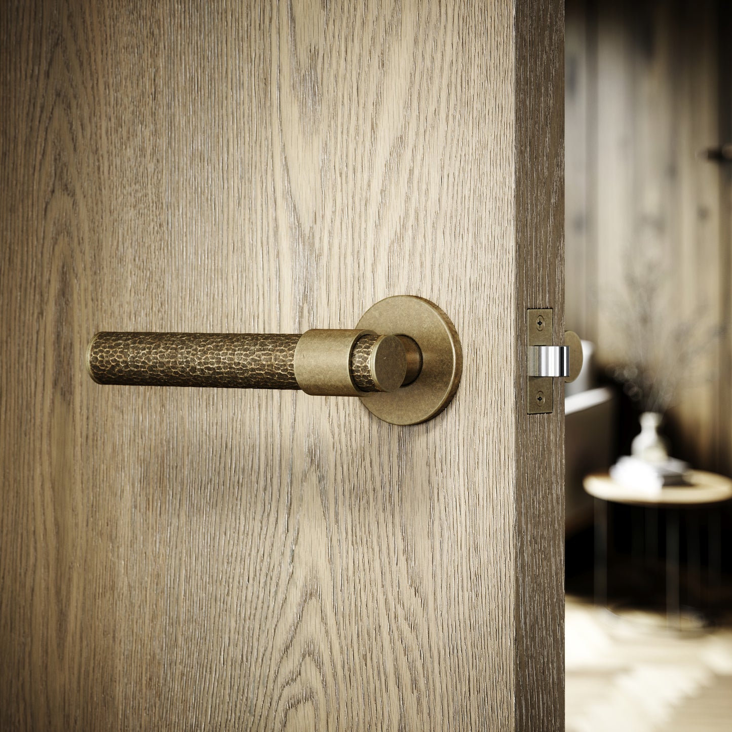 Chester Aged Bronze Hammered Lever Door Handles