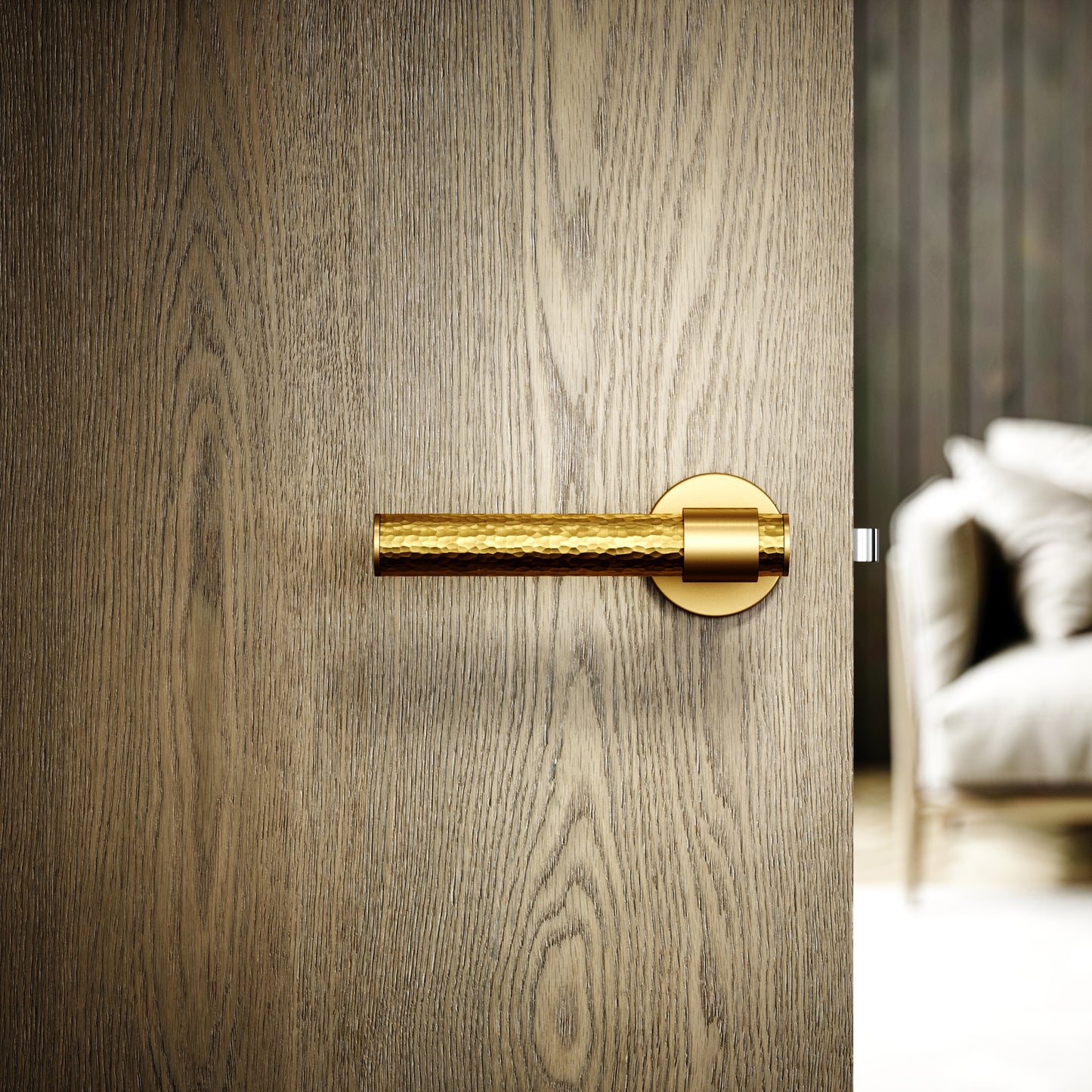 Chester Brushed Gold Hammered Lever Door Handles