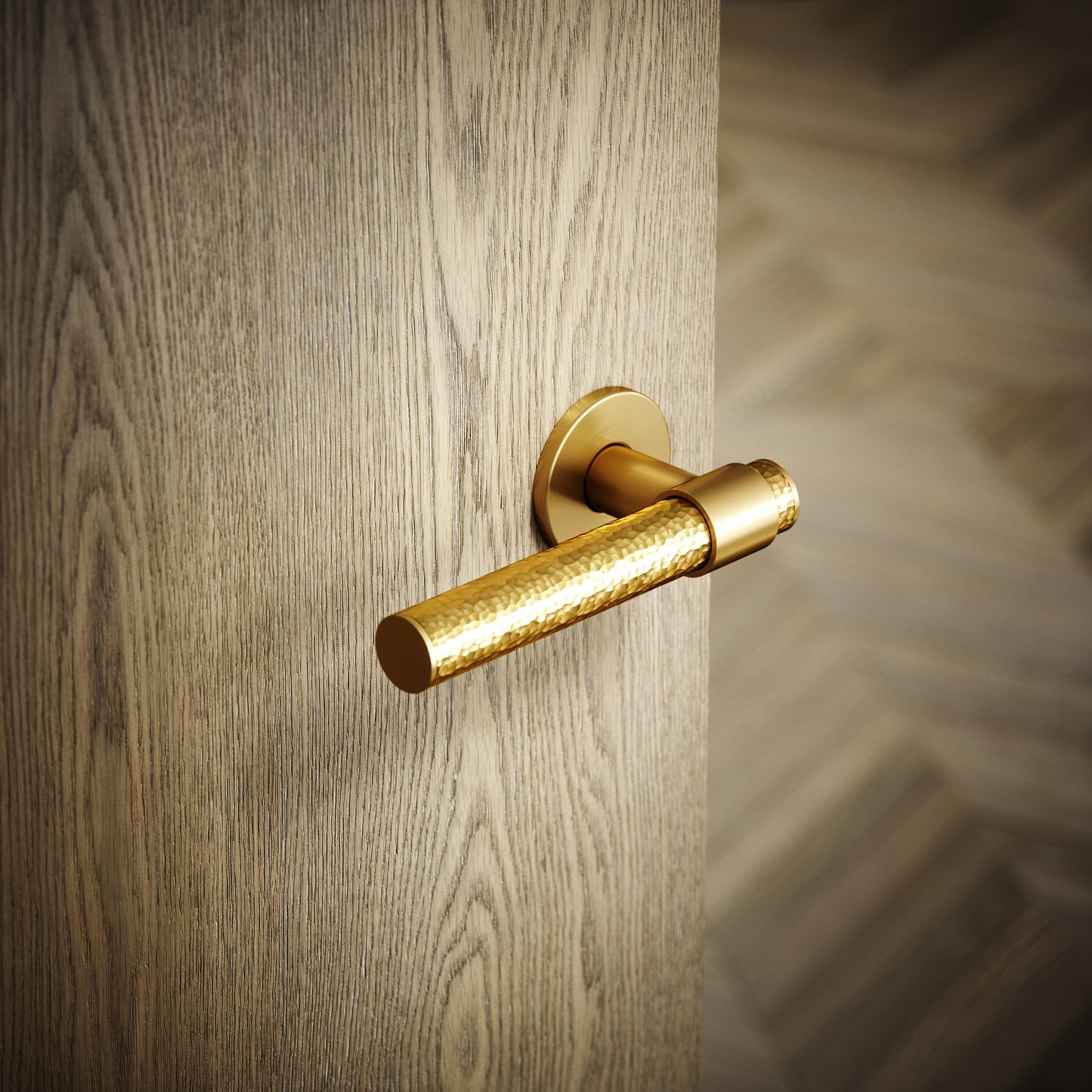 Chester Brushed Gold Hammered Lever Door Handles