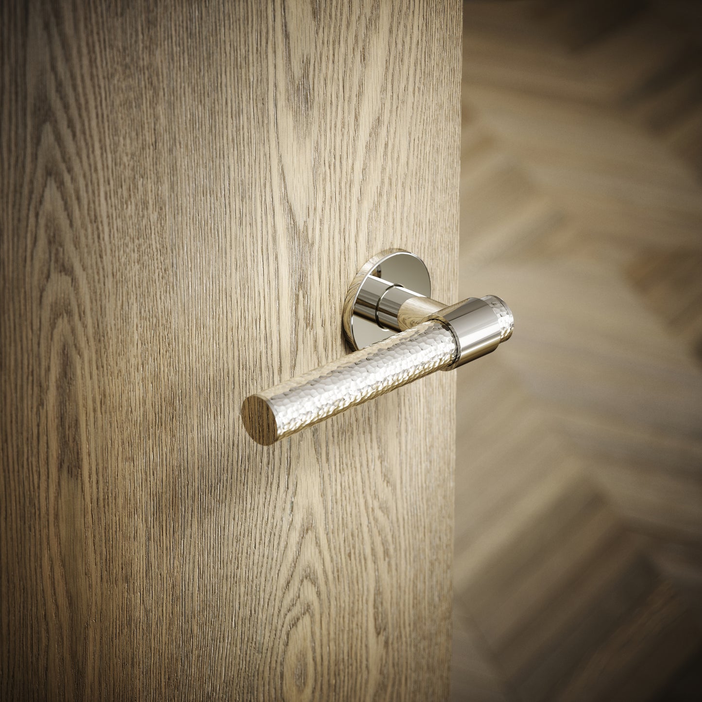 Chester Polished Nickel Hammered Lever Door Handles