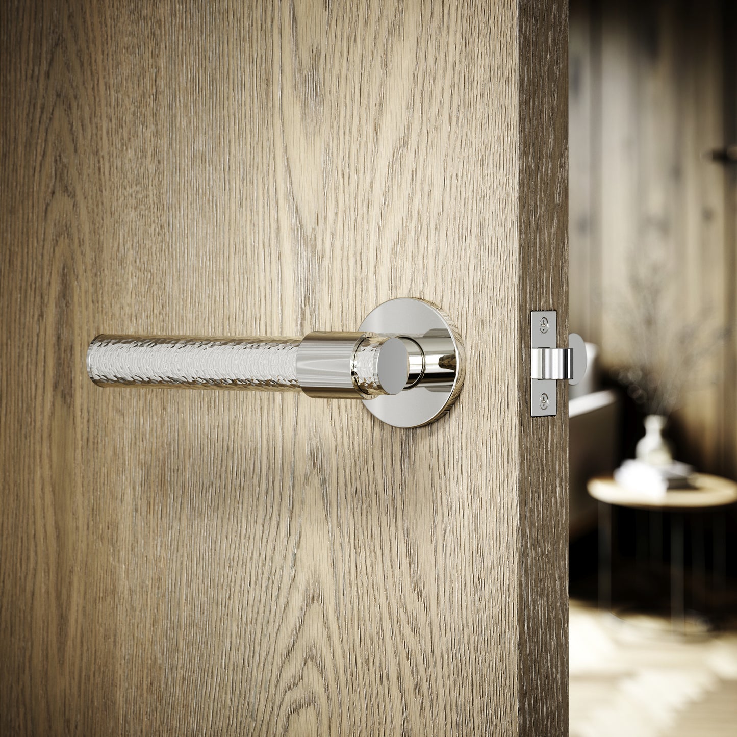 Chester Polished Nickel Hammered Lever Door Handles
