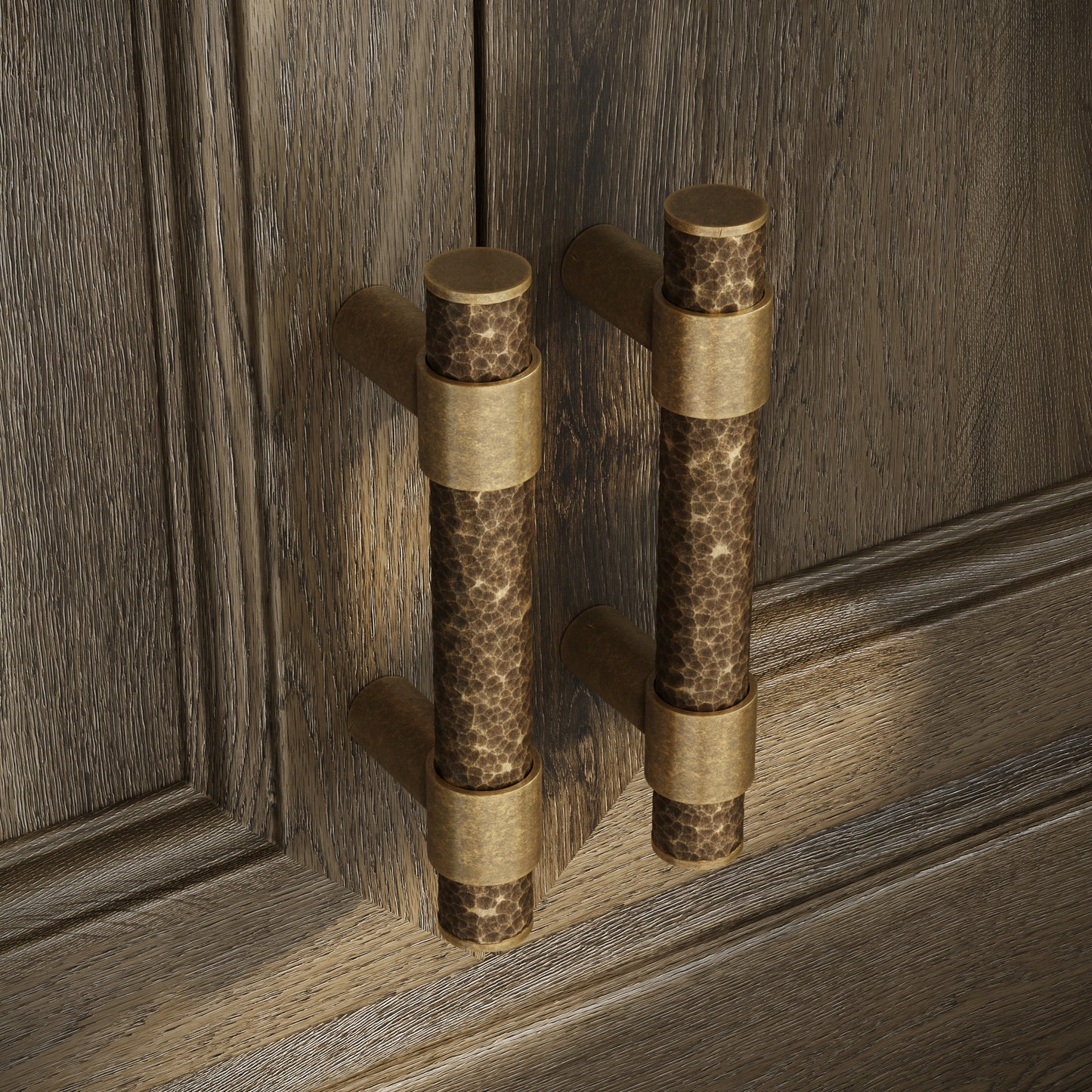 Chester Aged Bronze Hammered Pull Bar Handle 150mm