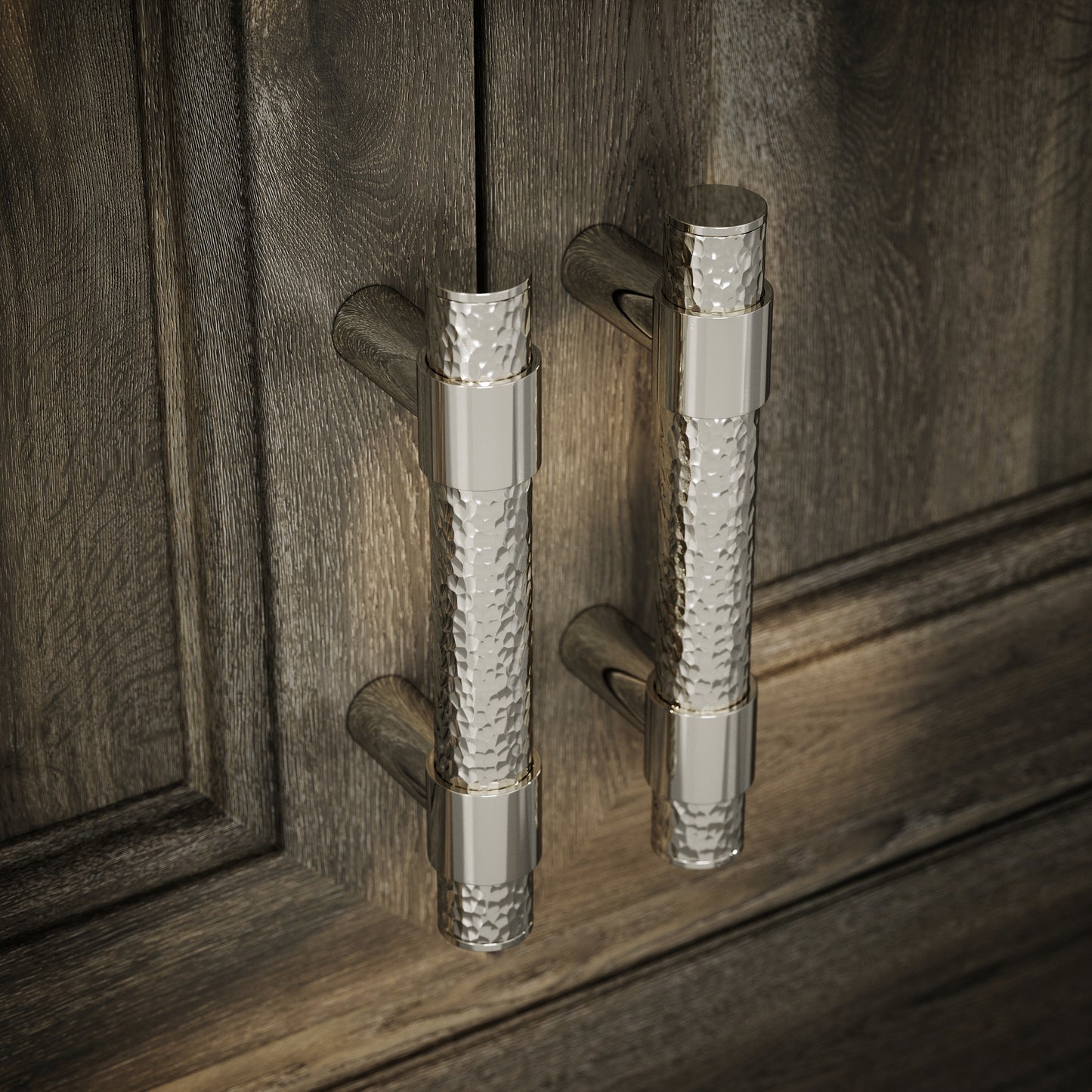 Chester Polished Nickel Hammered Pull Bar Handle 150mm