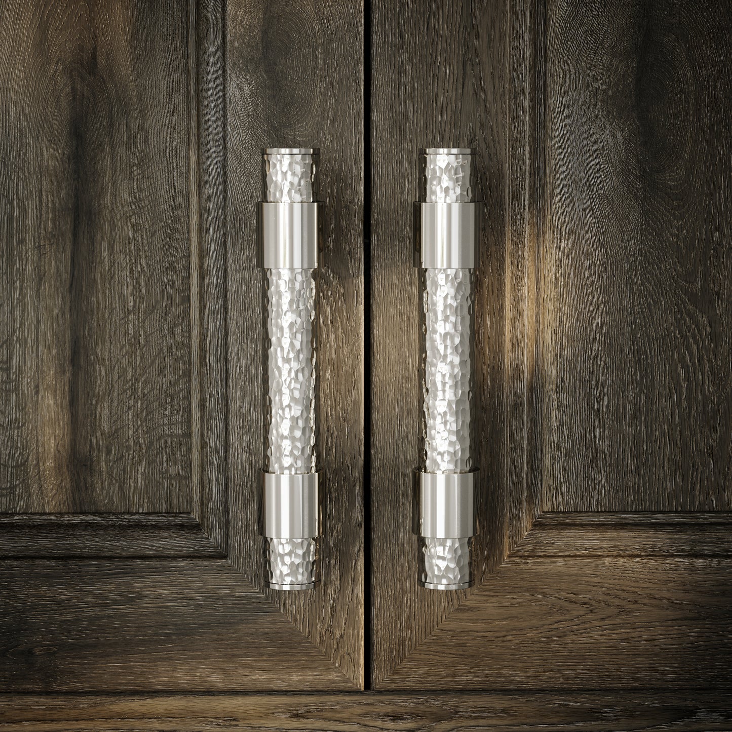Chester Polished Nickel Hammered Pull Bar Handle 150mm