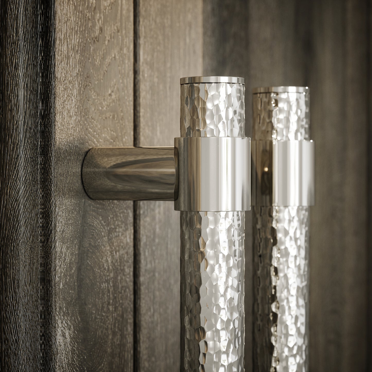 Chester Polished Nickel Hammered Pull Bar Handle 150mm