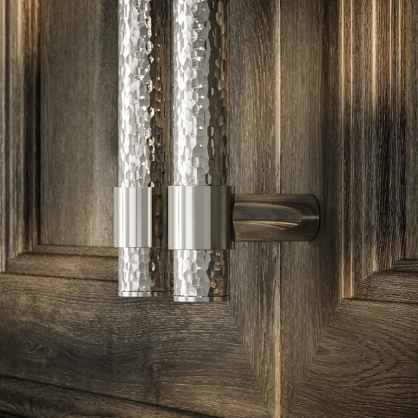 Chester Polished Nickel Hammered Pull Bar Handle 150mm