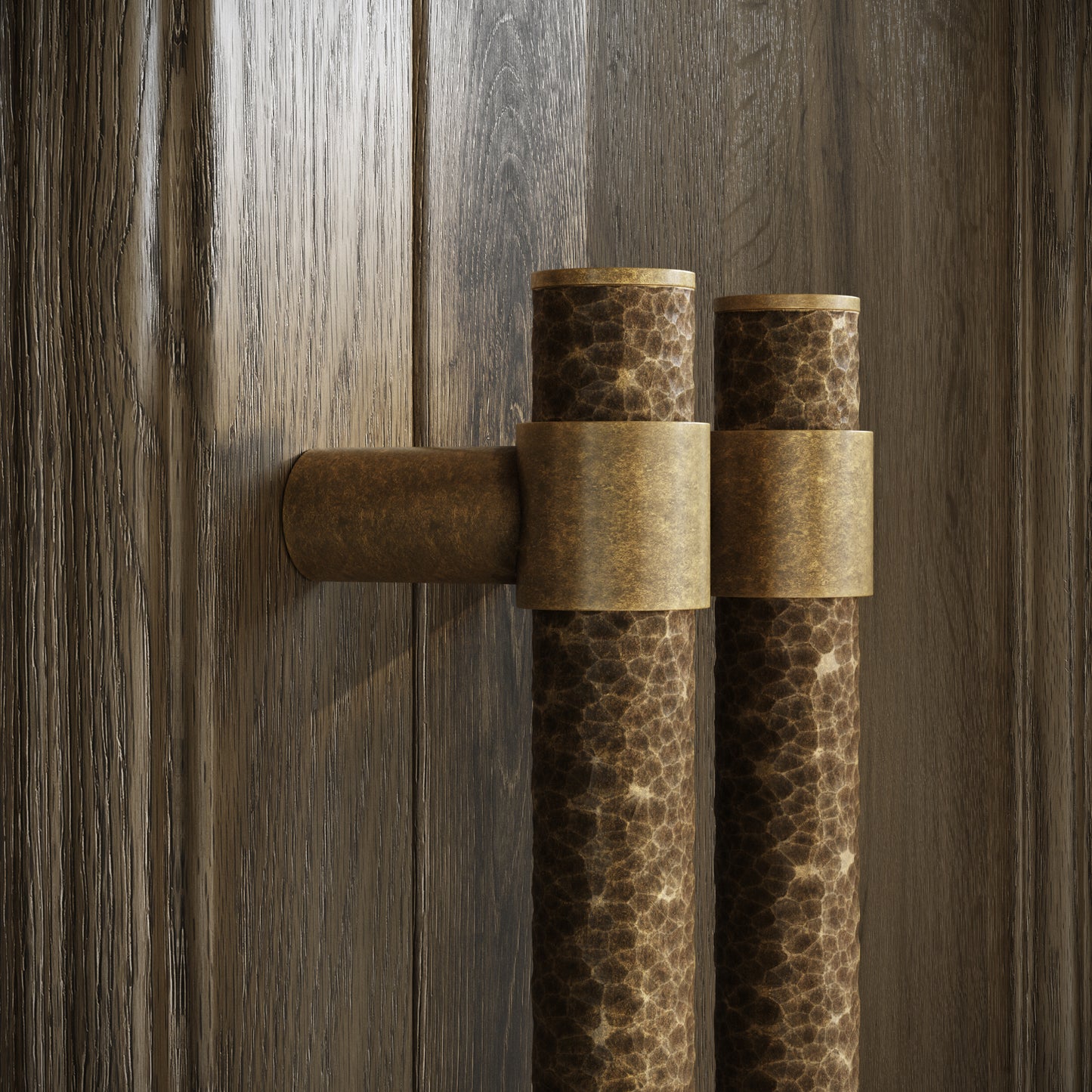 Chester Aged Bronze Hammered Pull Bar Handle 250mm
