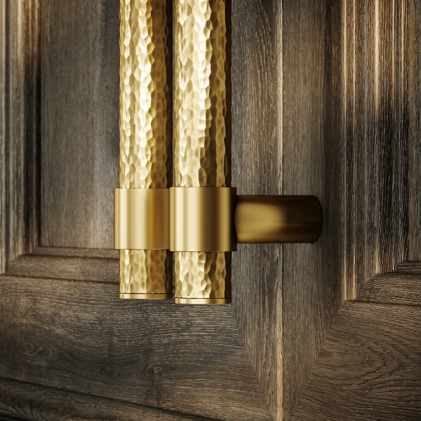 Chester Brushed Gold Hammered Pull Bar Handle 250mm