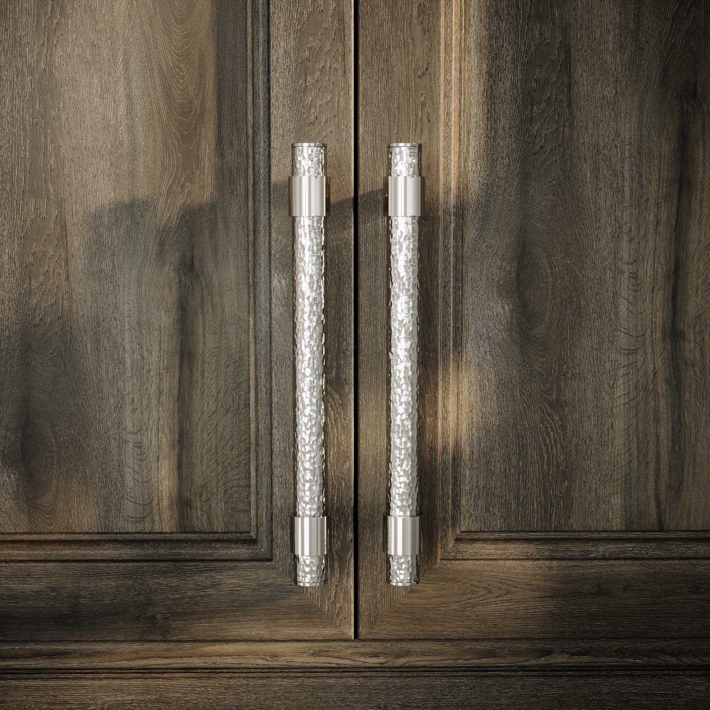 Chester Polished Nickel Hammered Pull Bar Handle 250mm