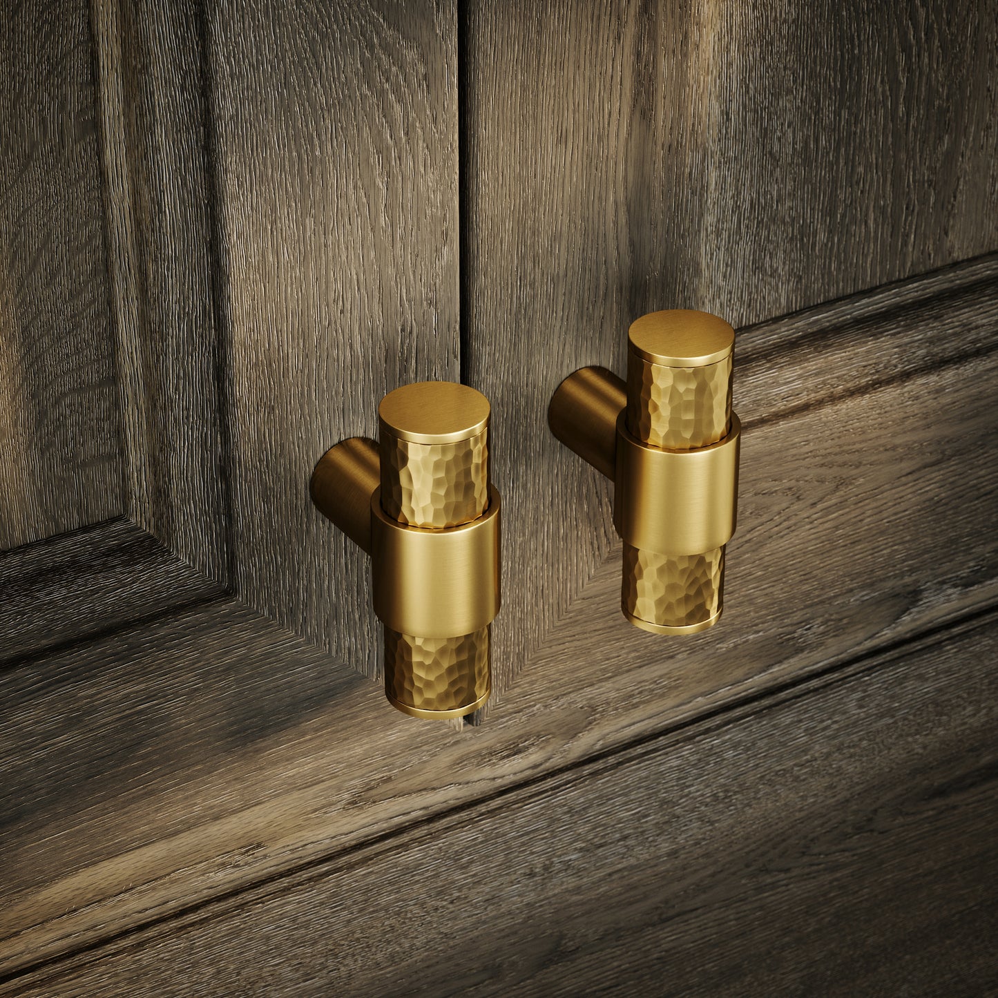 Chester Brushed Gold Hammered T-Bar Cabinet Door Handle