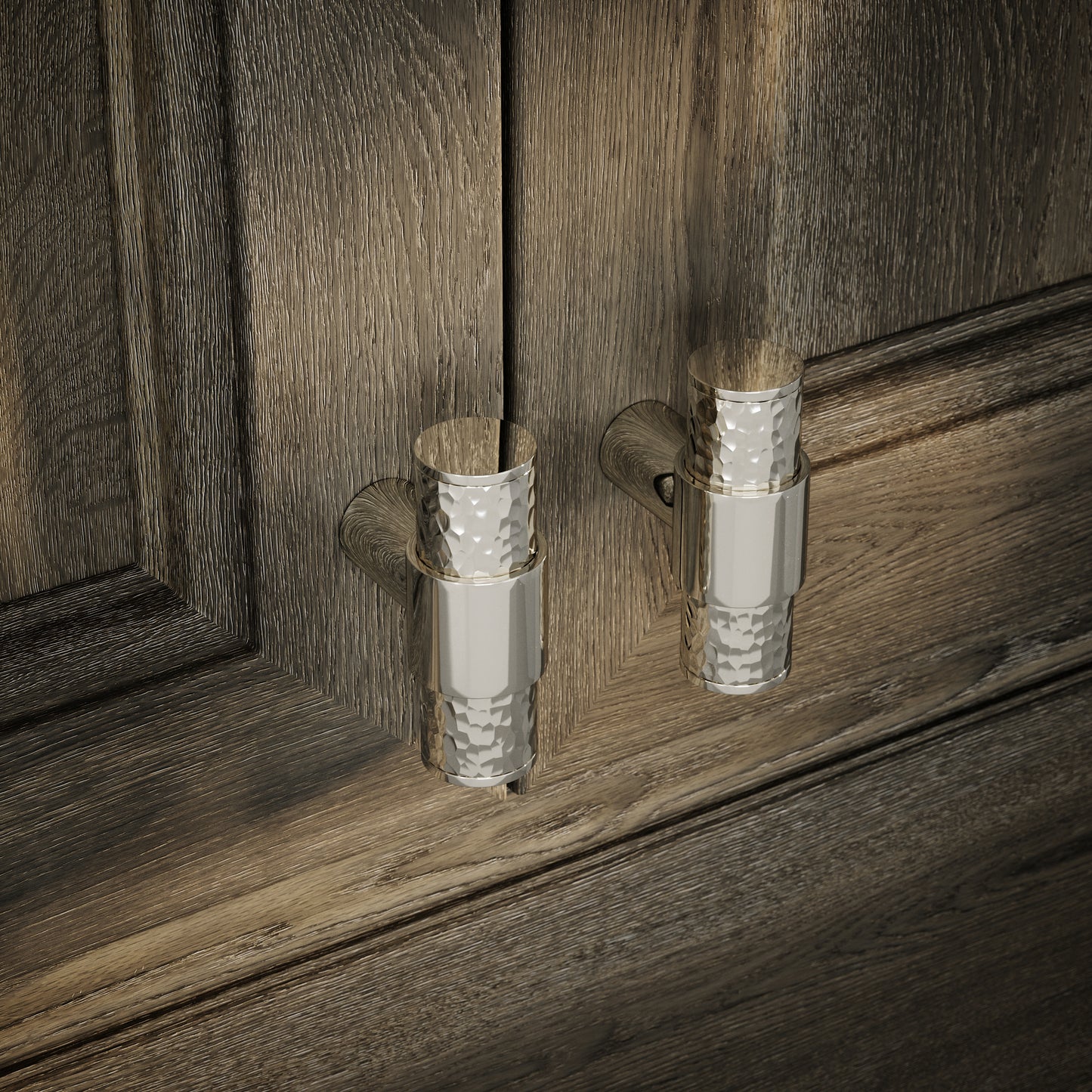Chester Polished Nickel Hammered T-Bar Cabinet Door Handle