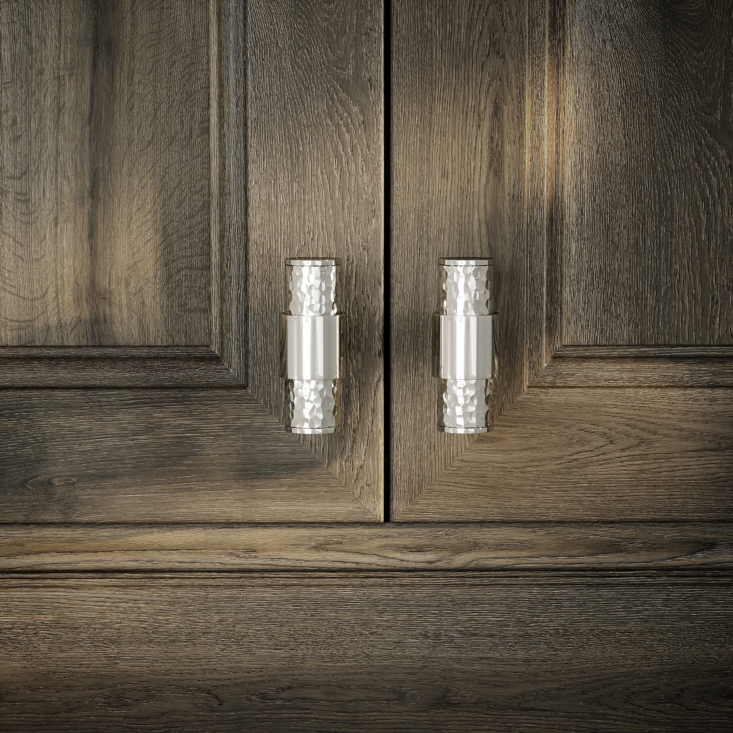 Chester Polished Nickel Hammered T-Bar Cabinet Door Handle