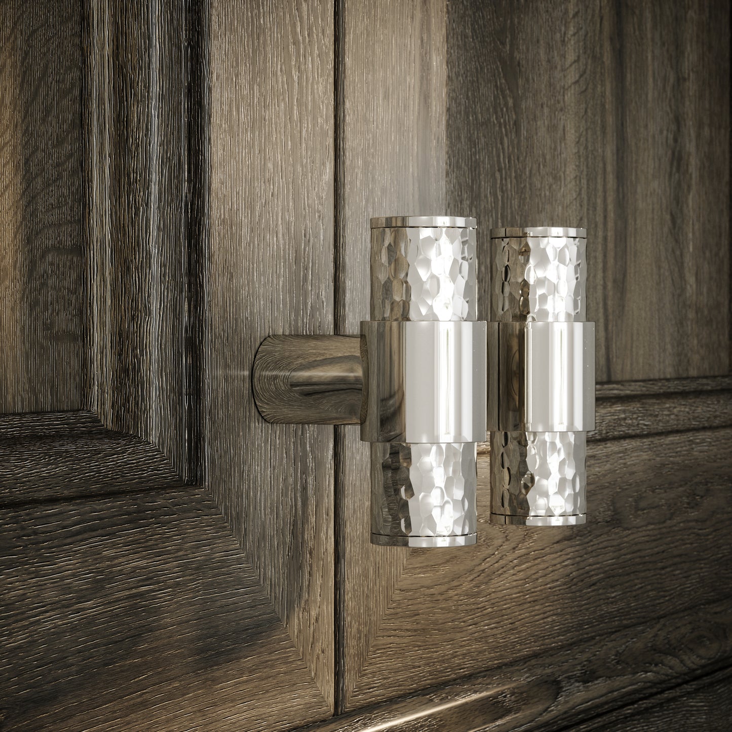 Chester Polished Nickel Hammered T-Bar Cabinet Door Handle