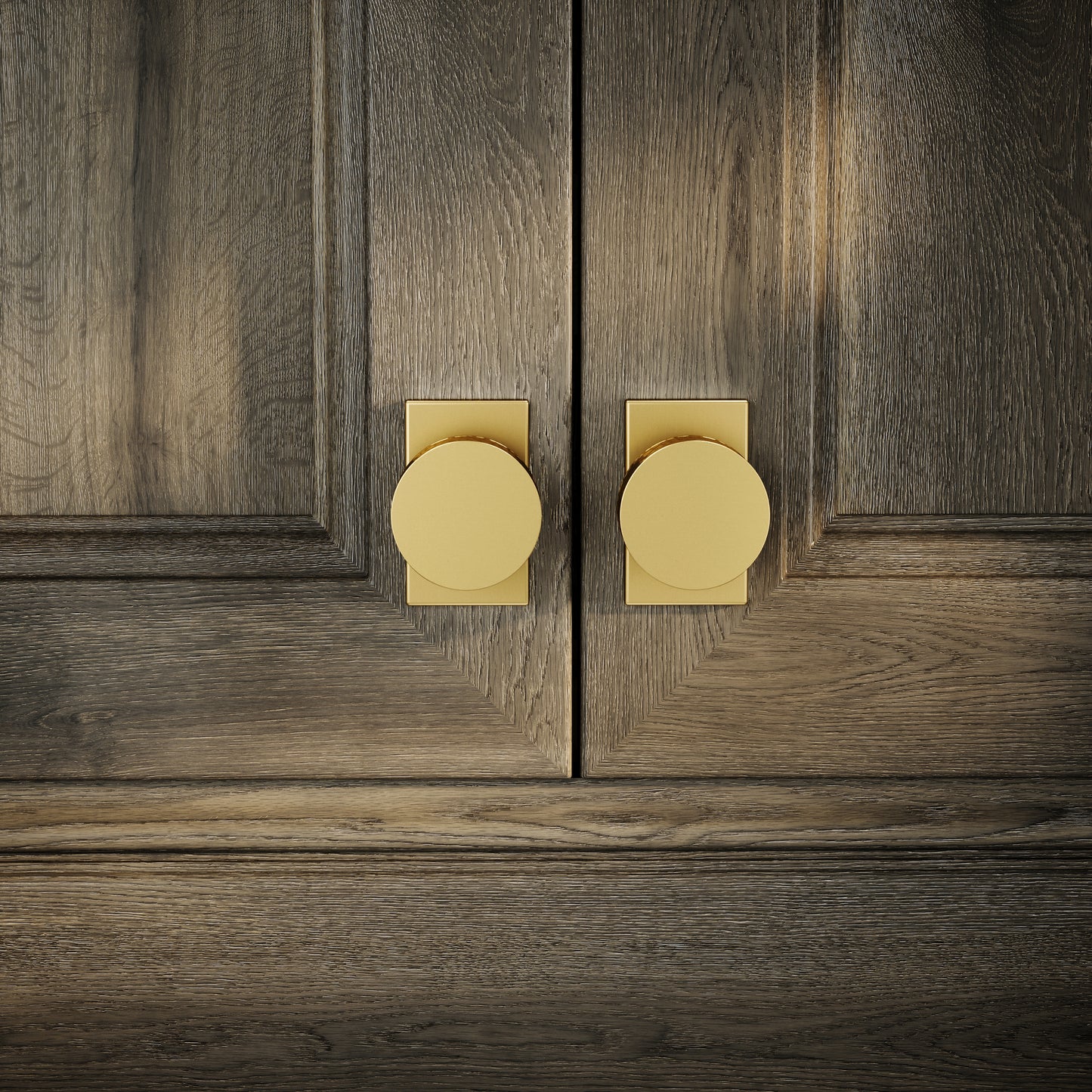 Chester Plate Brushed Gold Hammered Cabinet Door Knob