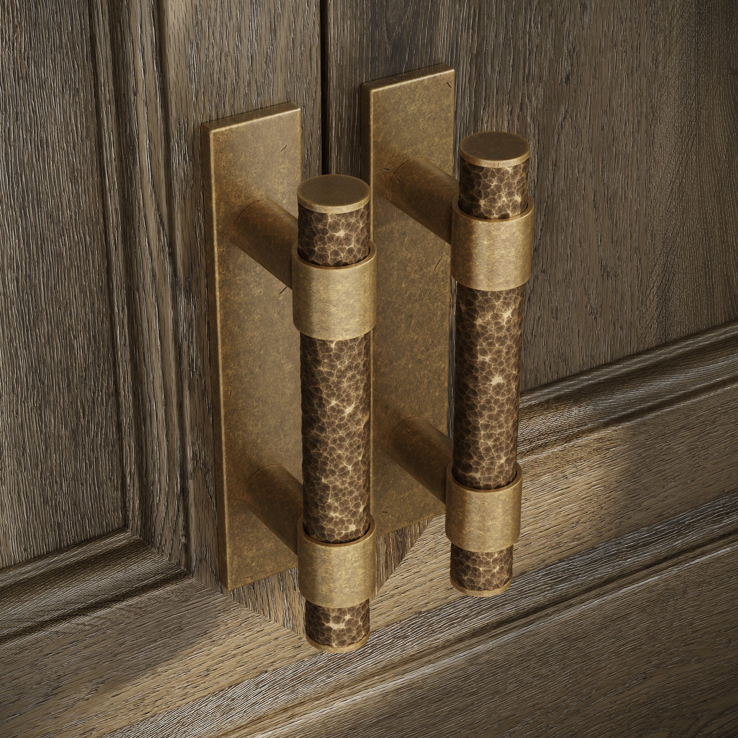 Chester Plate Aged Bronze Hammered Pull Bar Handle 150mm