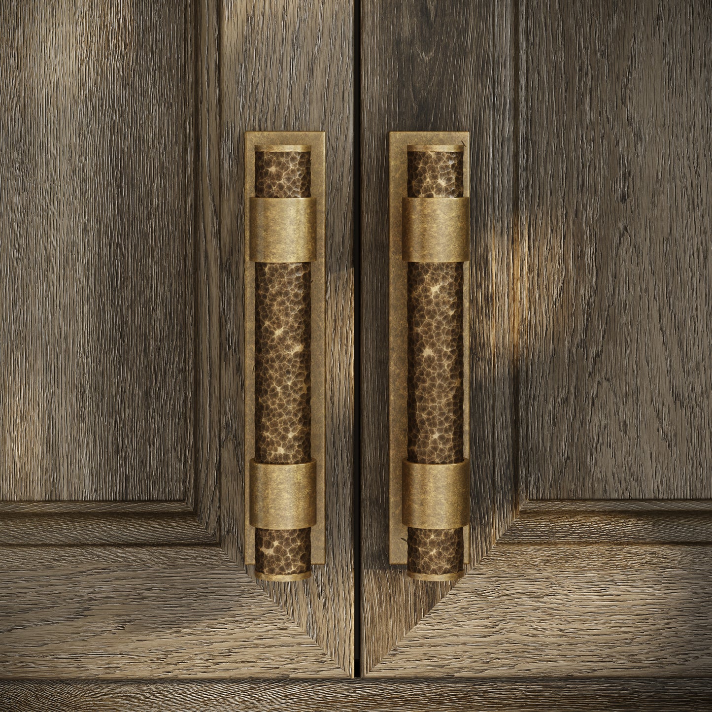 Chester Plate Aged Bronze Hammered Pull Bar Handle 150mm