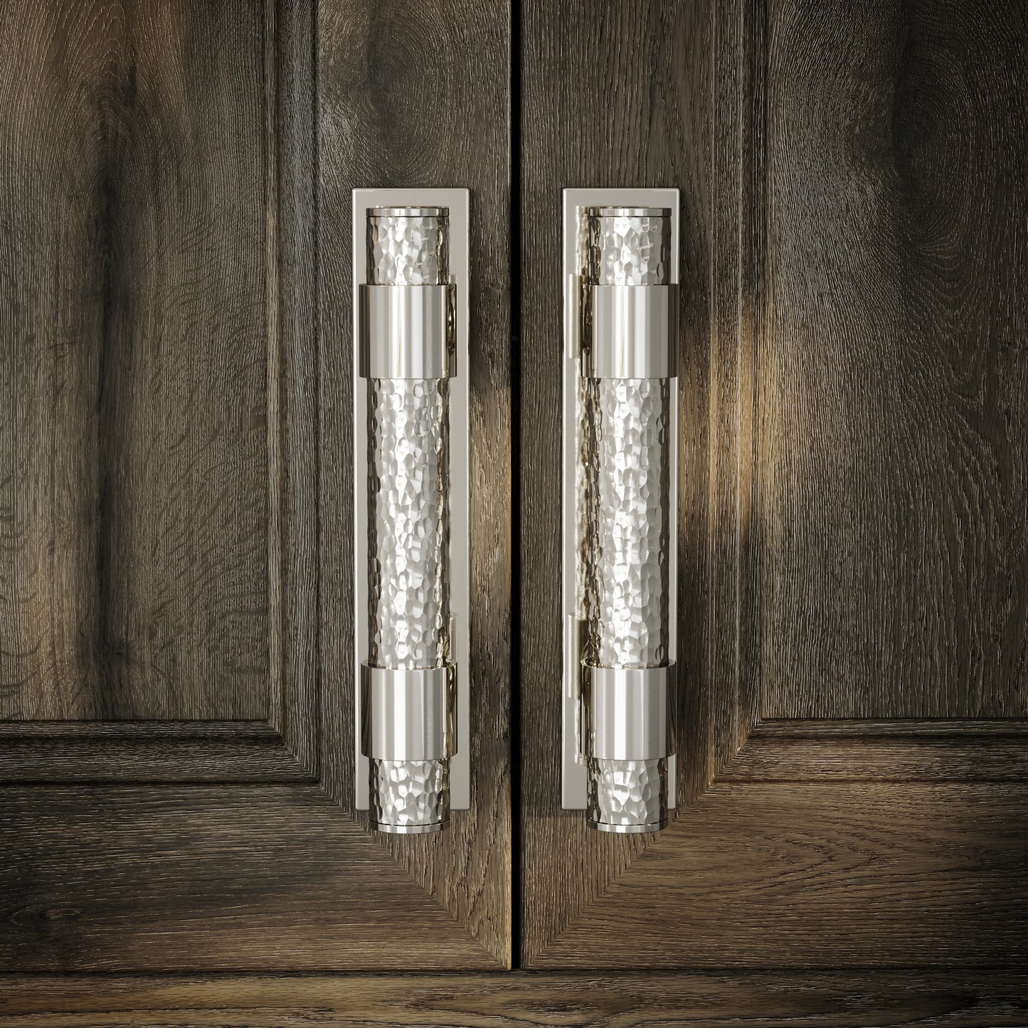 Chester Plate Polished Nickel Hammered Pull Bar Handle 150mm