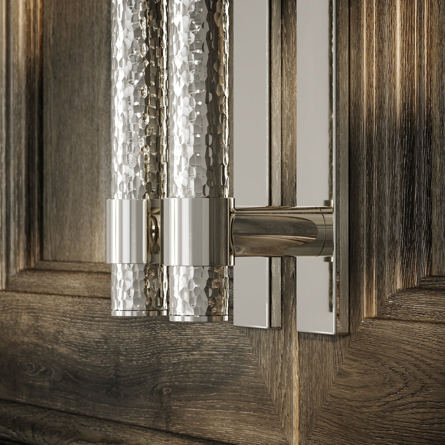 Chester Plate Polished Nickel Hammered Pull Bar Handle 250mm