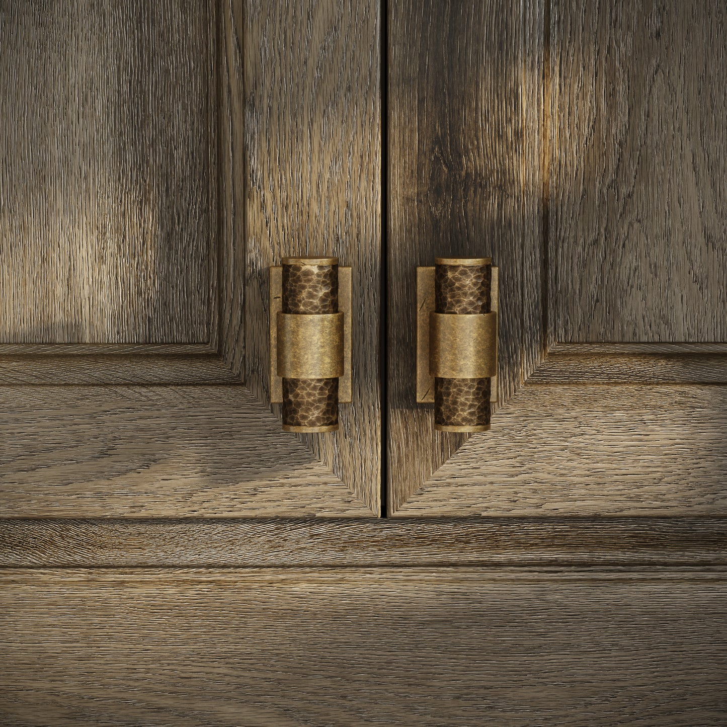 Chester Plate Aged Bronze Hammered T-Bar Cabinet Door Handle