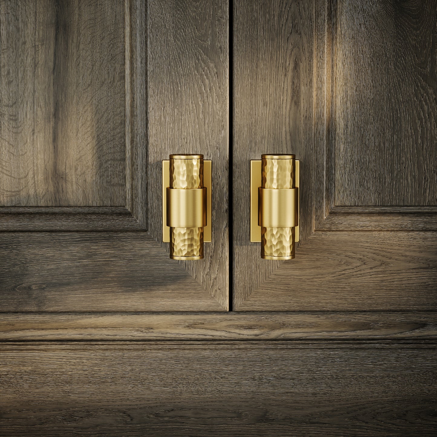 Chester Plate Brushed Gold Hammered T-Bar Cabinet Door Handle