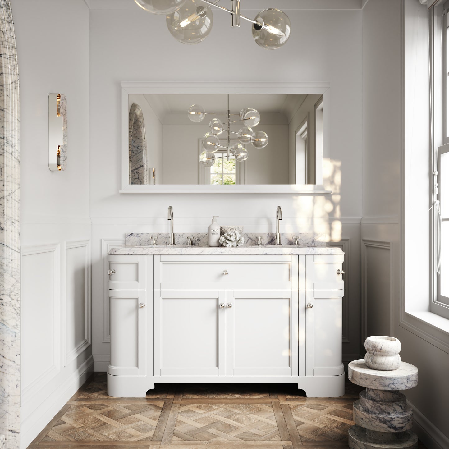 Connaught Carrara Marble Floorstanding Vanity Unit (Primed White) 1400mm