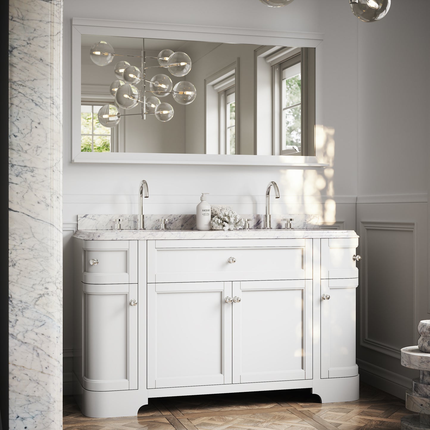 Connaught Carrara Marble Floorstanding Vanity Unit (Primed White) 1400mm