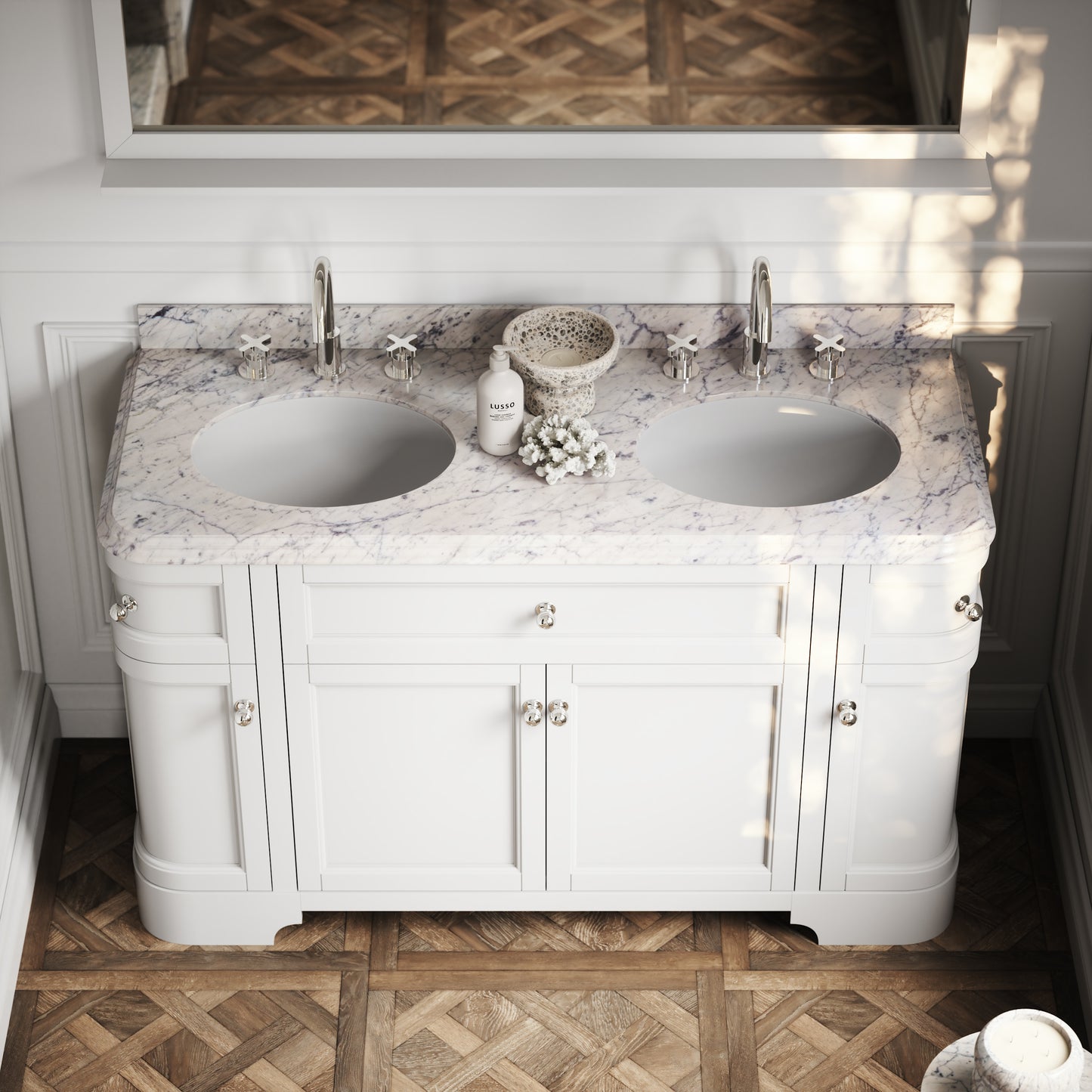 Connaught Carrara Marble Floorstanding Vanity Unit (Primed White) 1400mm