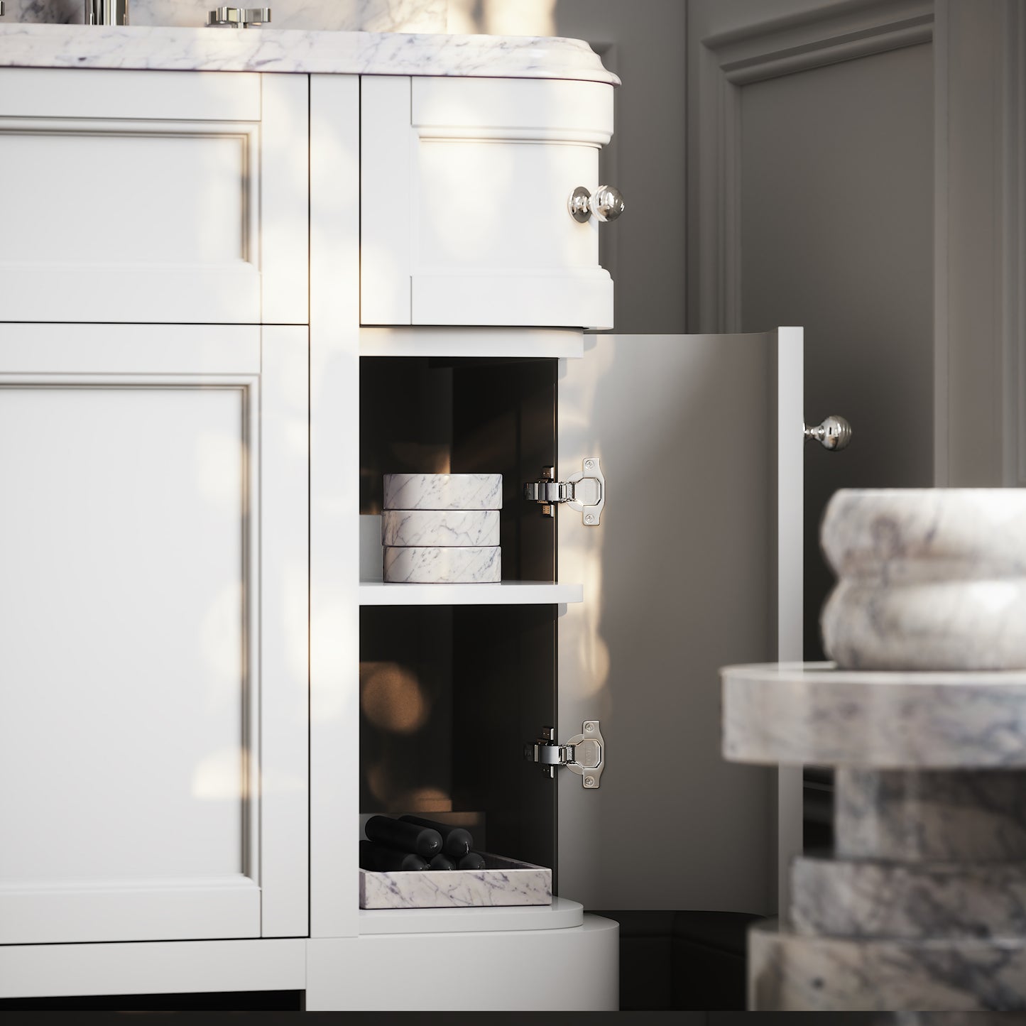 Connaught Carrara Marble Floorstanding Vanity Unit (Primed White) 1400mm