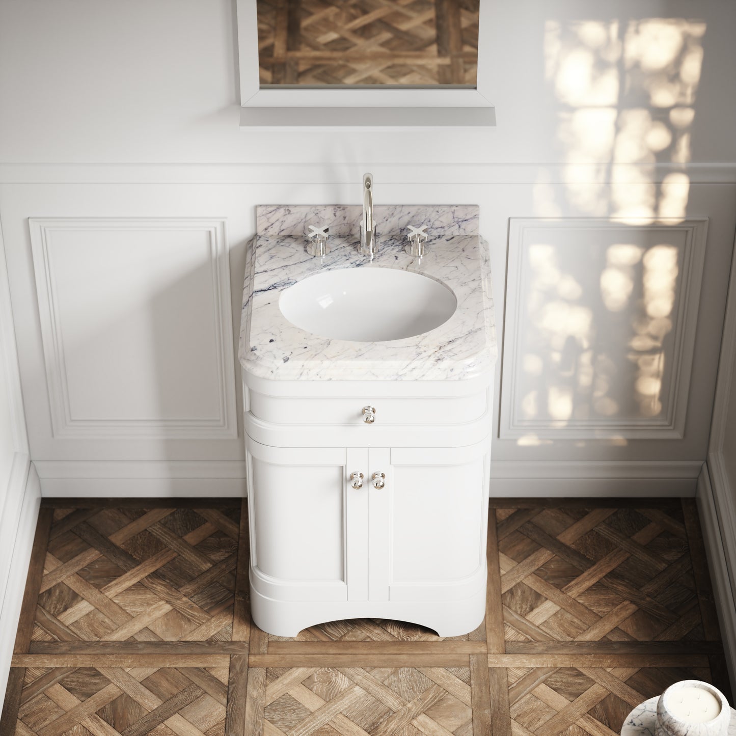 Connaught Carrara Marble Floorstanding Vanity Unit (Primed White) 600mm