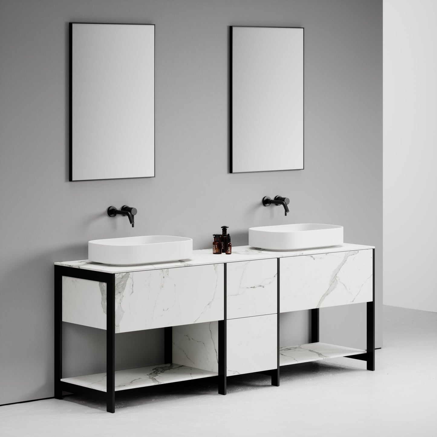 Curvato White Countertop Stone Basin 600mm