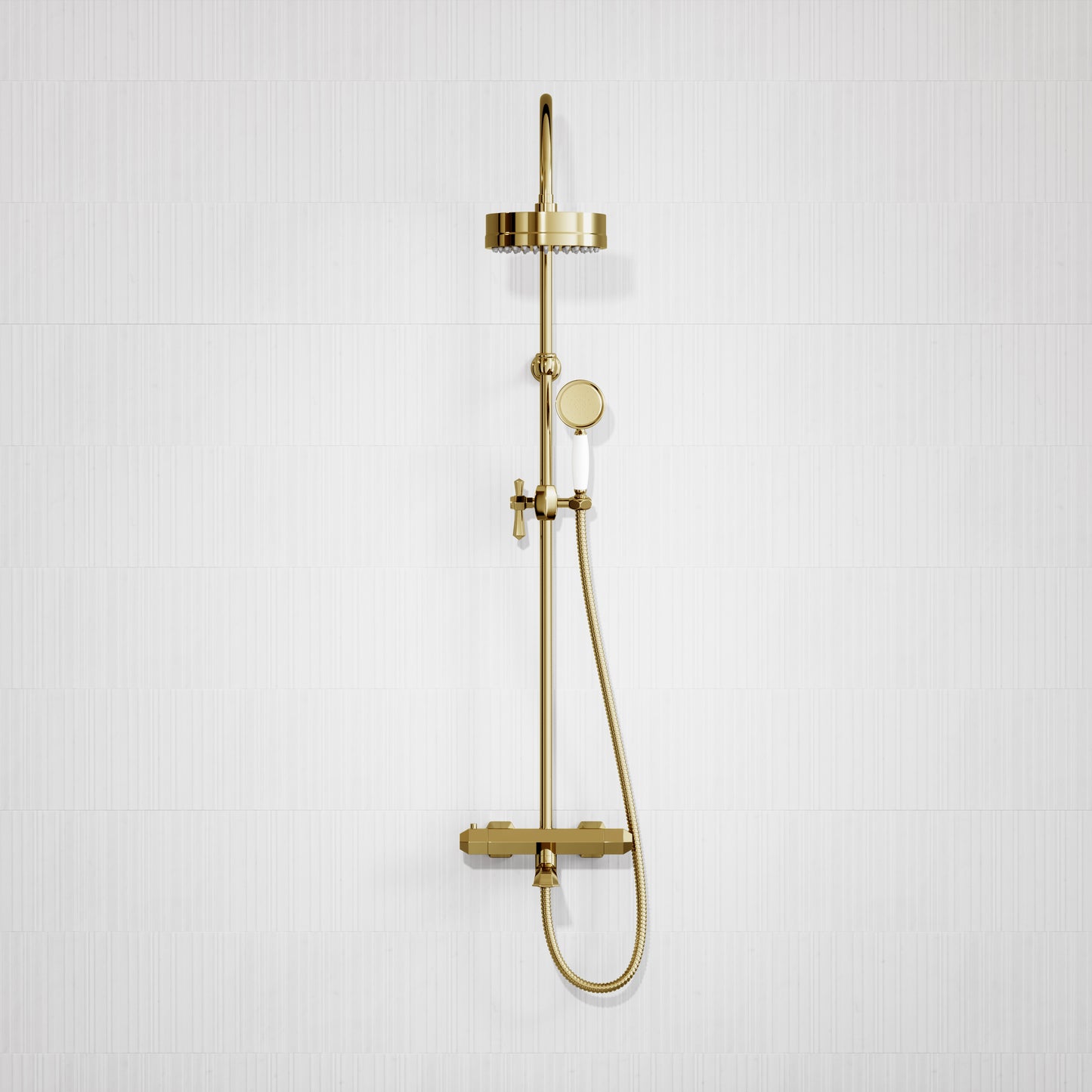 Eton Polished Brass 3-way Thermostatic Bath Shower System